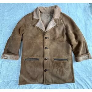 Vintage French Creek 100% Leather/Suede/Shearling Coat Made In USA Unisex Medium
